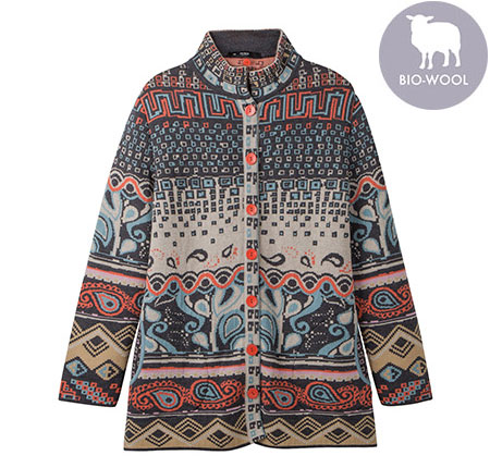 Jacquard-Strickmantel aus Bio-Merinowolle