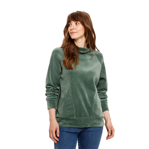 Nicki-Sweatshirt aus reiner Bio-Baumwolle, lorbeer
