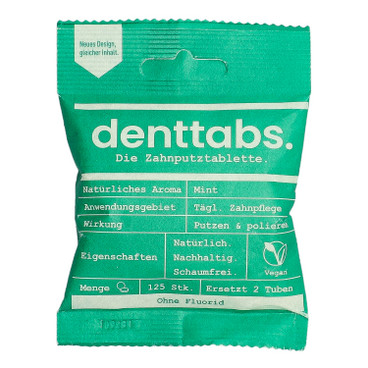 Denttabs Zahnputz-Tabletten ohne Fluorid, 125 Stück