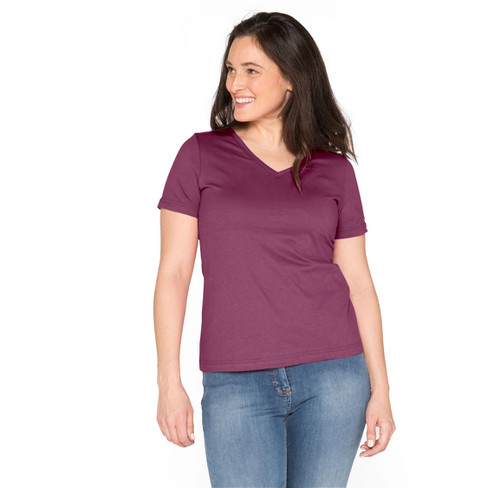 T-Shirt mit V-Ausschnitt aus reiner Bio-Baumwolle, azalee