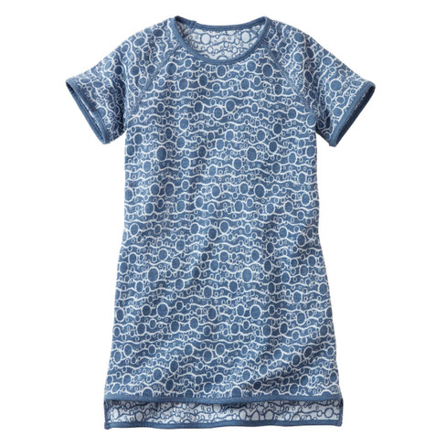 Wende-Kleid aus reiner Bio-Baumwolle, taubenblau-gemustert