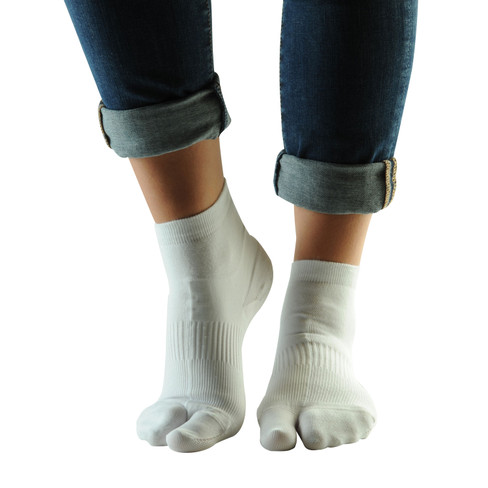 Hallux-Socken aus Bio-Baumwolle mit Elastan, weiß
