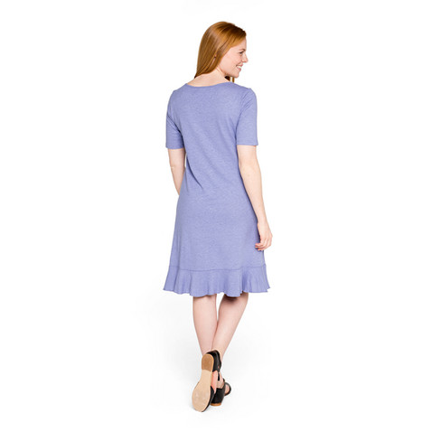 Jerseykleid aus Hanf mit Bio-Baumwolle, taubenblau