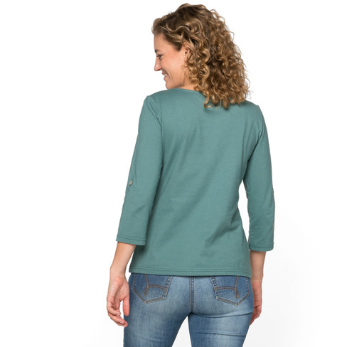 Jersey-Shirt aus Bio-Baumwolle mit Krempelarm, oregano