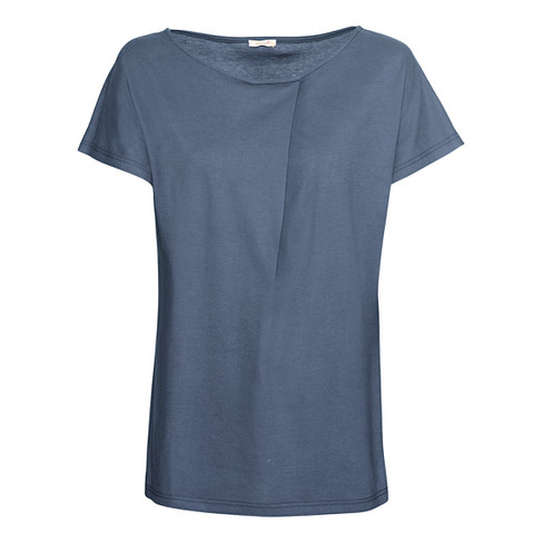 T-Shirt mit Rundhalsausschnitt aus Bio-Baumwolle, rauchblau