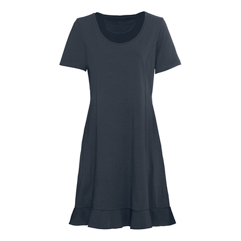 Jerseykleid mit Volant am Saum aus Bio-Baumwolle, nachtblau