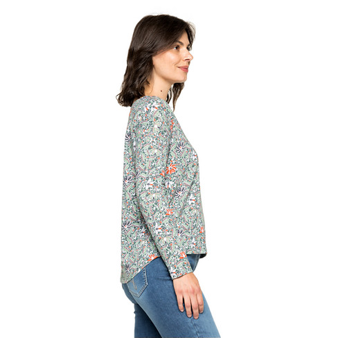 Shirt aus Bio-Baumwolle mit Blumenprint, seegras-gemustert