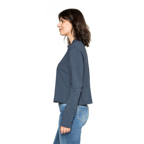 Sweatshirt aus Bio-Baumwolle mit Reißverschluss, nachtblau