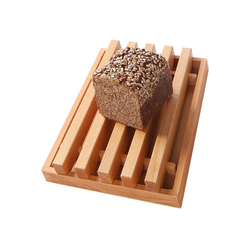 Brotschneidebrett mit Auffangschale aus Holz, 2-teilig