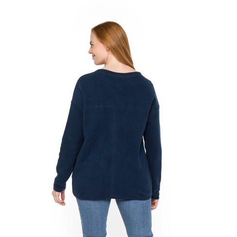 Fleeceshirt mit langen Armen aus Bio-Baumwolle, nachtblau