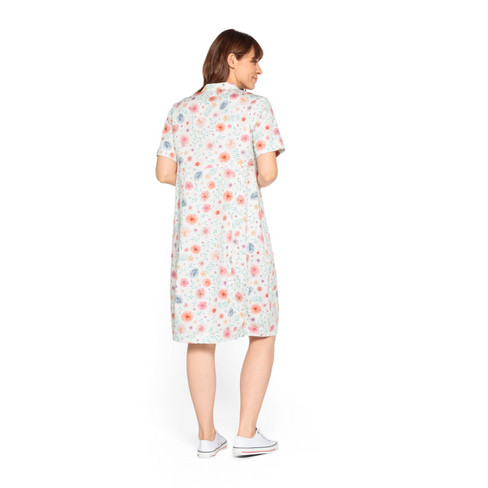 Hemdkleid mit Blumenprint aus reiner Bio-Baumwolle, naturweiß-gemustert