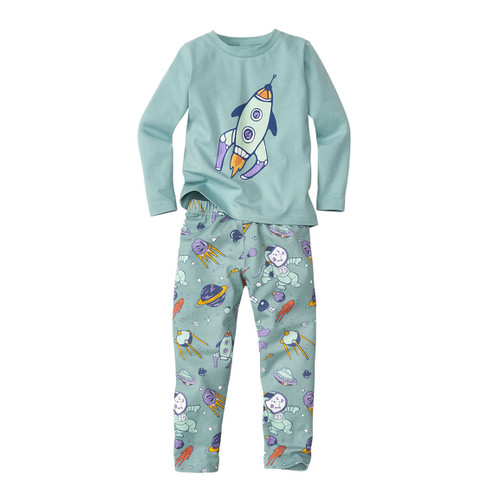 Pyjama aus Bio-Baumwolle mit Elastan, wasserblau