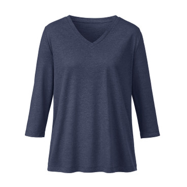 V-Shirt aus Bio-Hanf und Bio-Baumwolle, nachtblau