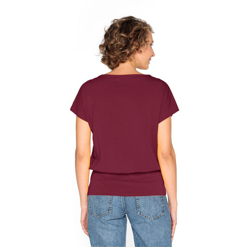 T-Shirt mit breitem Saum aus Bio-Baumwolle, granat