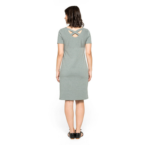 Jerseykleid aus Bio-Baumwolle mit Doppeltem V-Ausschnitt, grau/jade-melange