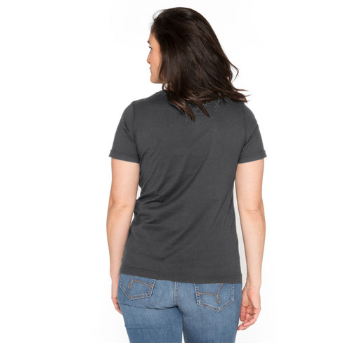 T-Shirt mit V-Ausschnitt aus Bio-Baumwolle, anthrazit