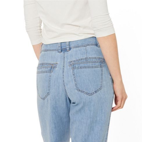 Jeans in Karottenform aus Hanf und Bio-Baumwolle, Aquamarin