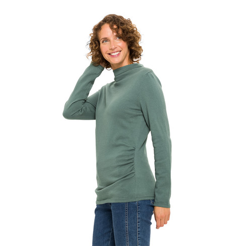 Pullover mit Stehkragen aus reiner Bio-Baumwolle, lorbeer