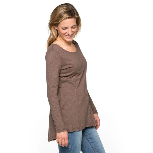 Longshirt aus Hanf/Baumwollmix mit leicht ausgestellter Form, taupe