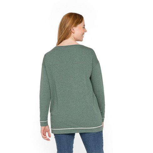 Sweatshirt mit U-Boot-Ausschnitt aus Bio-Baumwolle, jade-melange