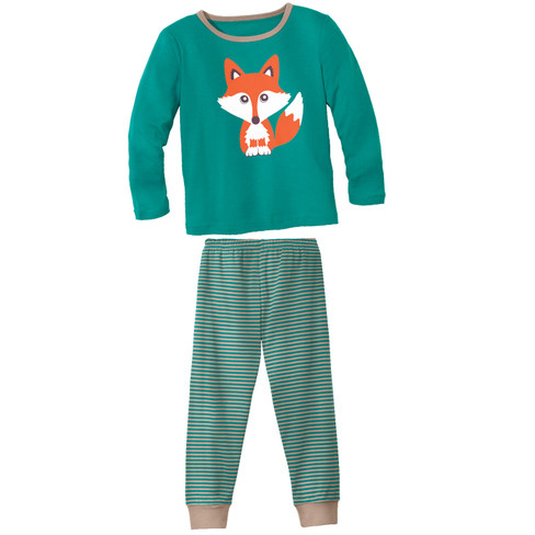 Pyjama mit Fuchs-Print, smaragd