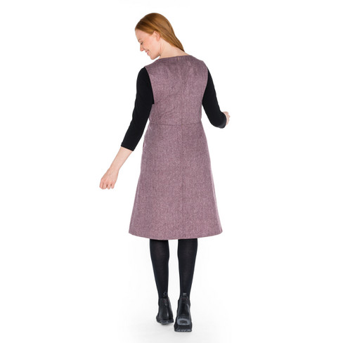 Tweedkleid in Latz-Optik aus reiner Bio-Wolle, kirsche