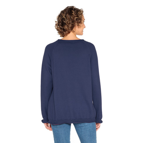Pullover mit V-Ausschnitt aus reiner Bio-Baumwolle, blaubeere