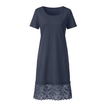 Jerseykleid aus Bio-Baumwolle mit Spitze, nachtblau