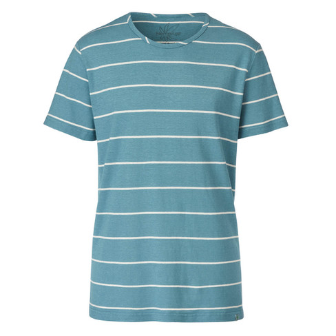 T-Shirt mit Streifen aus Bio-Baumwolle, lagune