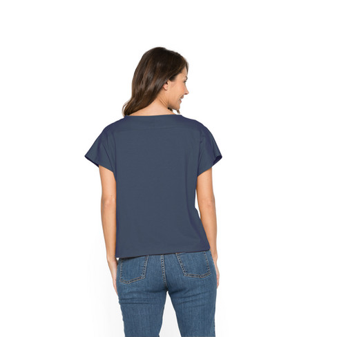Shirt mit Tunnelzug aus Bio-Baumwolle, rauchblau