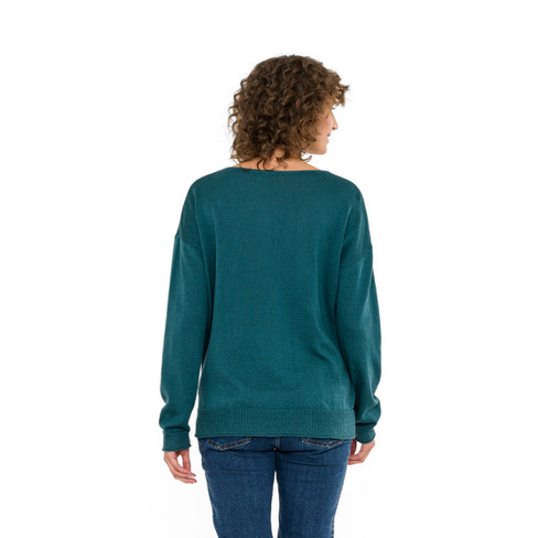 Pullover aus Bio-Merinowolle und Bio-Baumwolle, smaragd