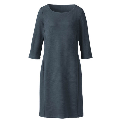Jerseykleid mit Wabenstruktur aus Bio-Baumwolle, nachtblau