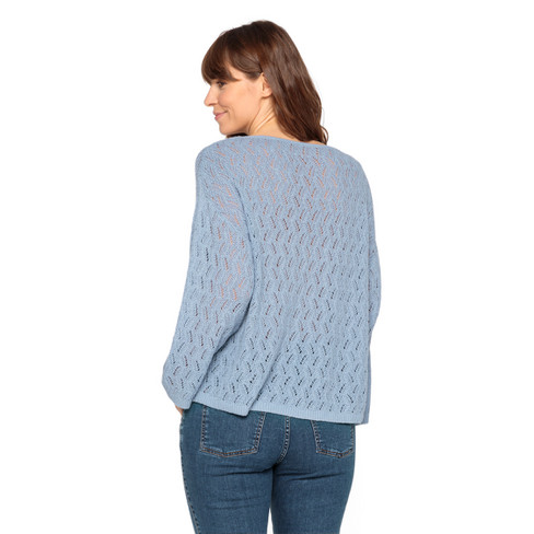 Ajour-Pullover aus Hanf und Bio-Baumwolle, hellblau