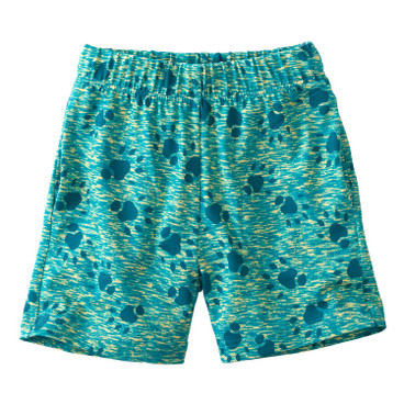 Shorts mit Tierpfotenprint aus Bio-Baumwolle, pfauenblau gemustert