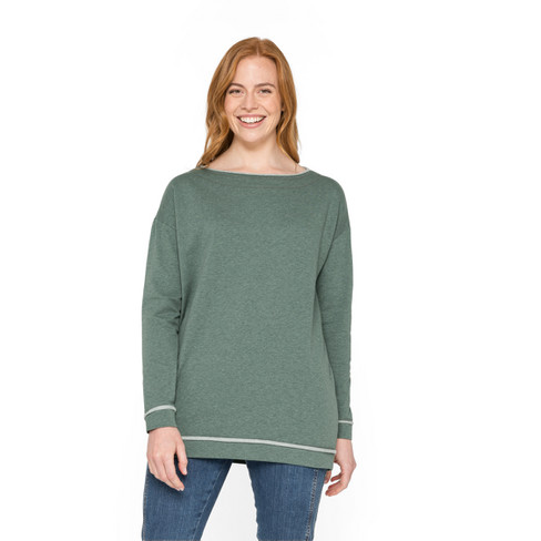 Sweatshirt mit U-Boot-Ausschnitt aus Bio-Baumwolle, jade-melange