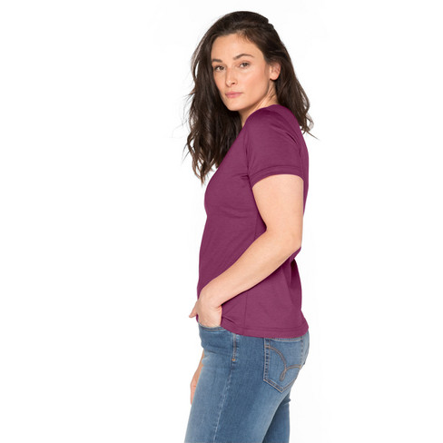 T-Shirt mit V-Ausschnitt aus reiner Bio-Baumwolle, azalee