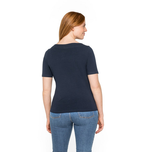Tailliertes T-Shirt aus Bio-Baumwolle, nachtblau