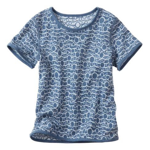 Wende-Shirt aus reiner Bio-Baumwolle, taubenblau-gemustert