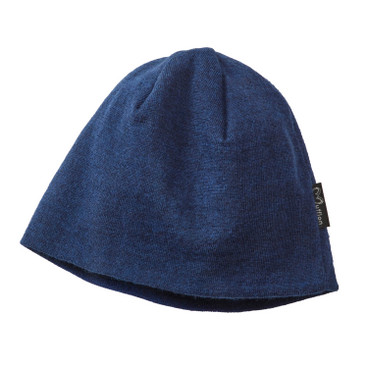 Beanie-Mütze aus reiner Merinowolle, nachtblau