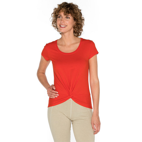 T-Shirt mit Knoten aus Bio-Baumwolle und Hanf, orange