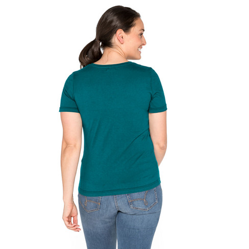 T-Shirt mit V-Ausschnitt aus reiner Bio-Baumwolle, atlantik