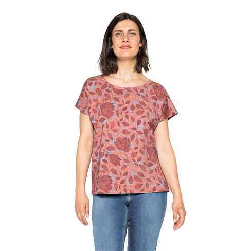 T-Shirt aus Bio-Baumwolle mit Blumenprint, ton-gemustert