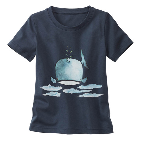 T-Shirt mit Walprint aus Bio-Baumwolle, nachtblau
