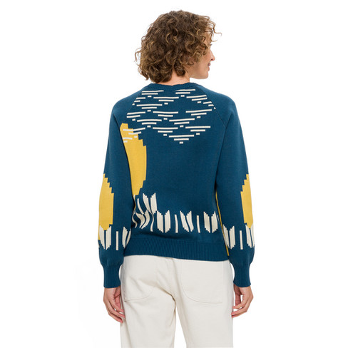 Jacquard-Pullover aus Bio-Baumwolle mit Wolle, atlantik gemustert