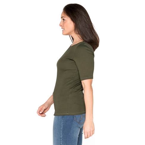 T-Shirt mit Rundhalsausschnitt aus Bio-Baumwolle, olive
