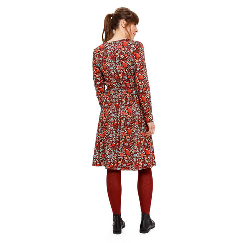Wickelkleid mit Blumenprint aus reiner Bio-Baumwolle, rubin-gemustert