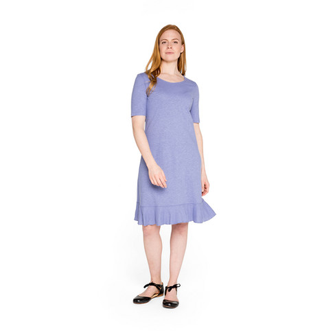 Jerseykleid aus Hanf mit Bio-Baumwolle, taubenblau