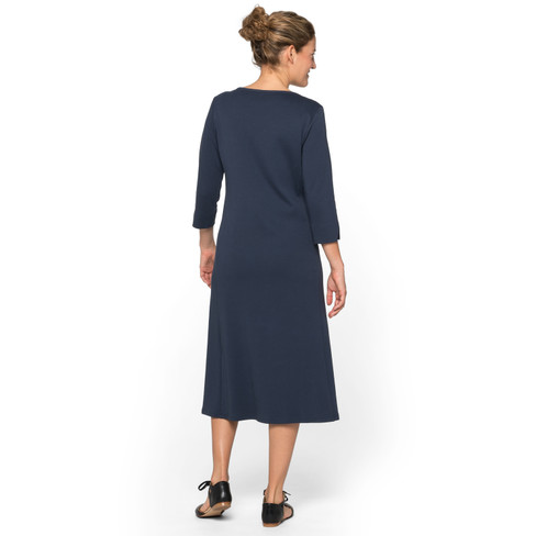 A-Linie Jerseykleid aus Bio-Baumwolle mit Rundhalsausschnitt, nachtblau
