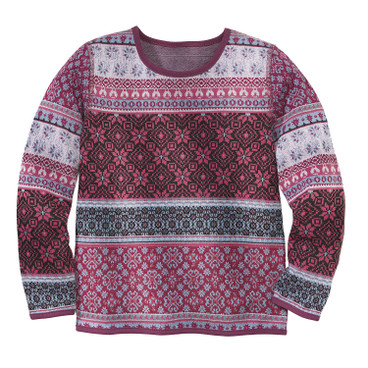 Pullover mit buntem Muster aus Bio-Baumwolle, beere-gemustert