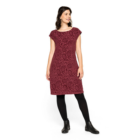 Nicki-Kleid mit Intarsien aus Bio-Baumwolle, brombeere